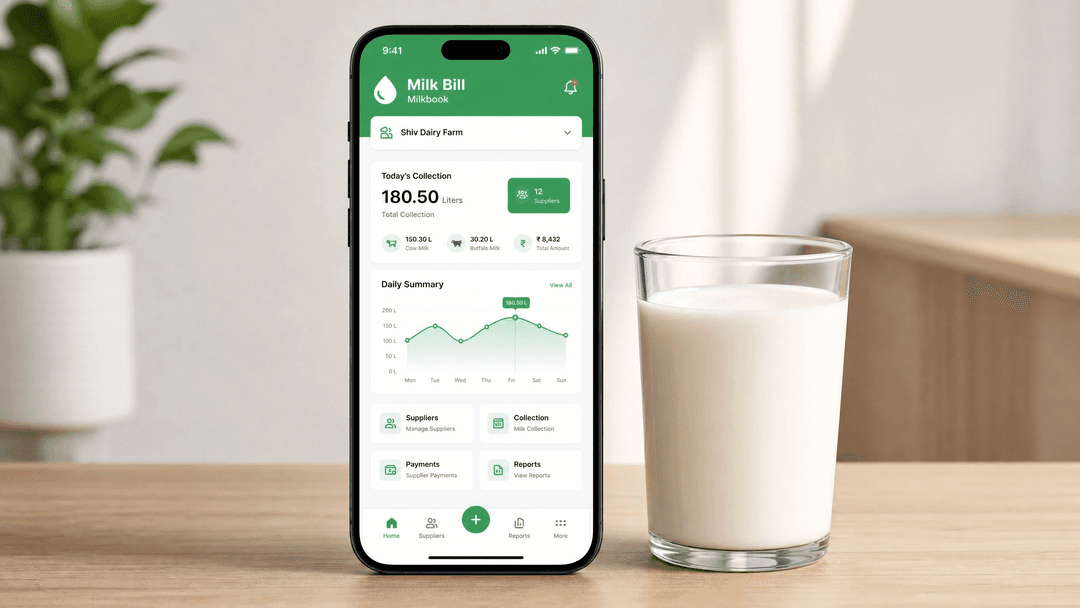 Milk Dairy Management Software dashboard showcase